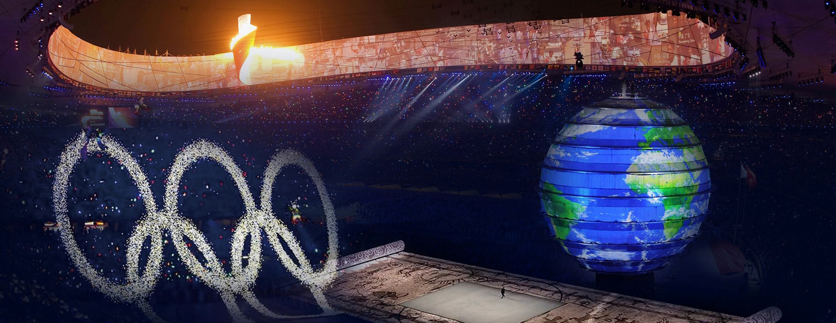 2008年北京奥运会开幕式 优发国际打造梦幻五环、巨型LED地屏画卷、地球影像等项目